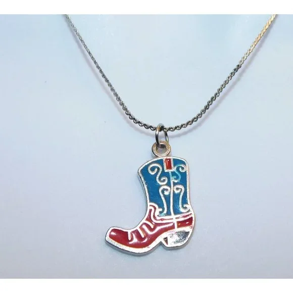 Patriotic Western Boot Necklace - Picture 2 of 4